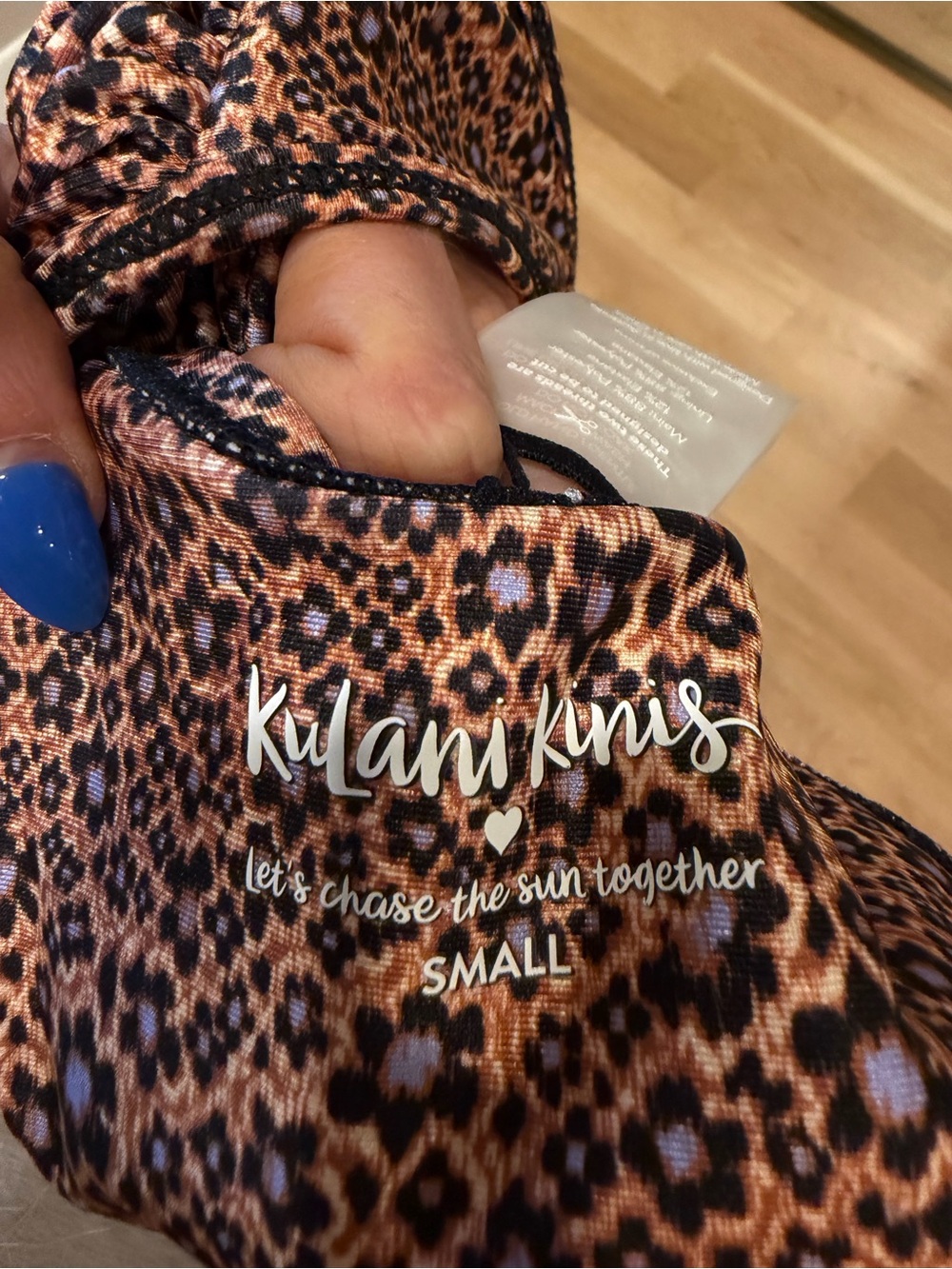 Kulani Kinis Peach and Black Leopard Bandeau Tie-Side Bikini - Picture 5 of 5
